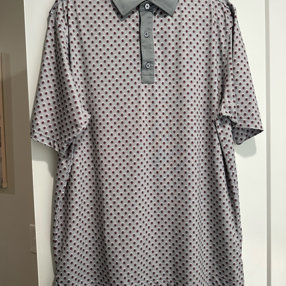 Men's Grey Polo Shirt with Micro Pattern